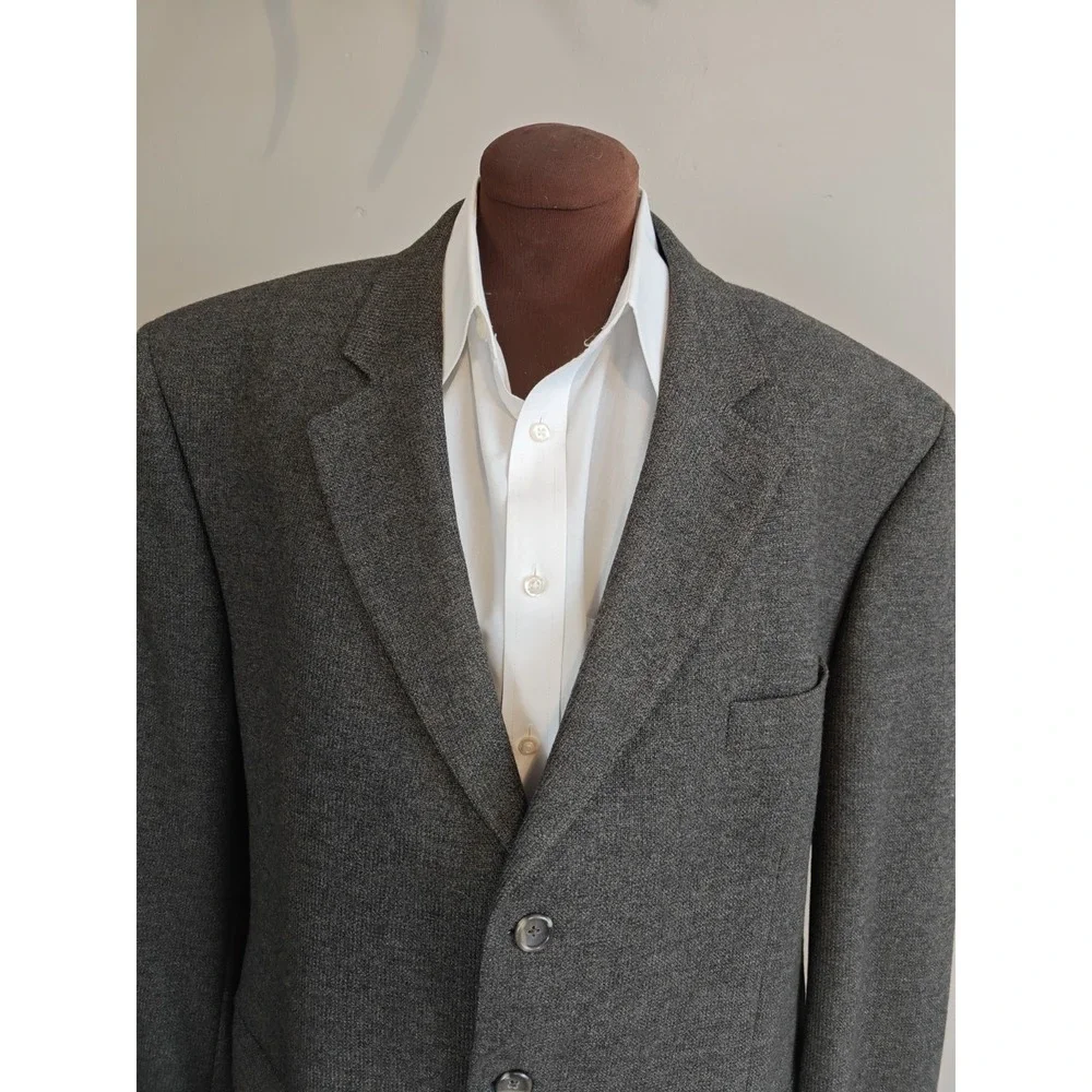 Valenza Mens 50R Gray Wool Blazer 3 Button Sport Coat Made in Canada P805